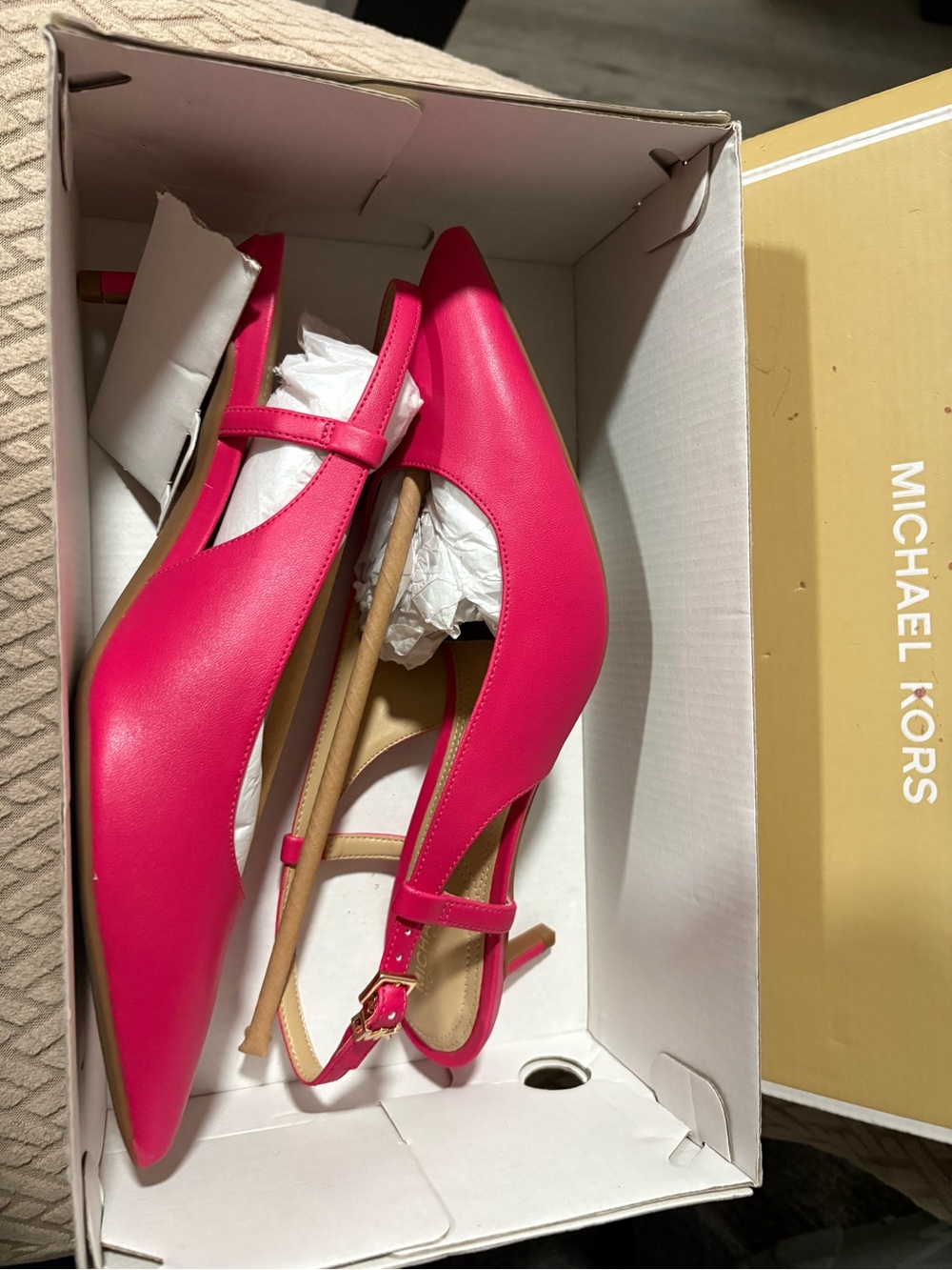 Michael Kors Pointed Slingback Heels in Hot Pink - Picture 6 of 7